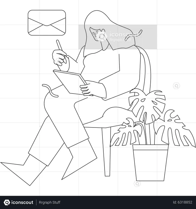 Girl sending marketing mail  Illustration