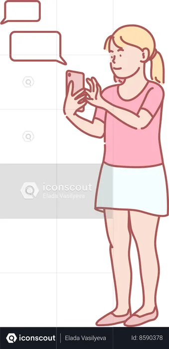 Girl sending message  Illustration