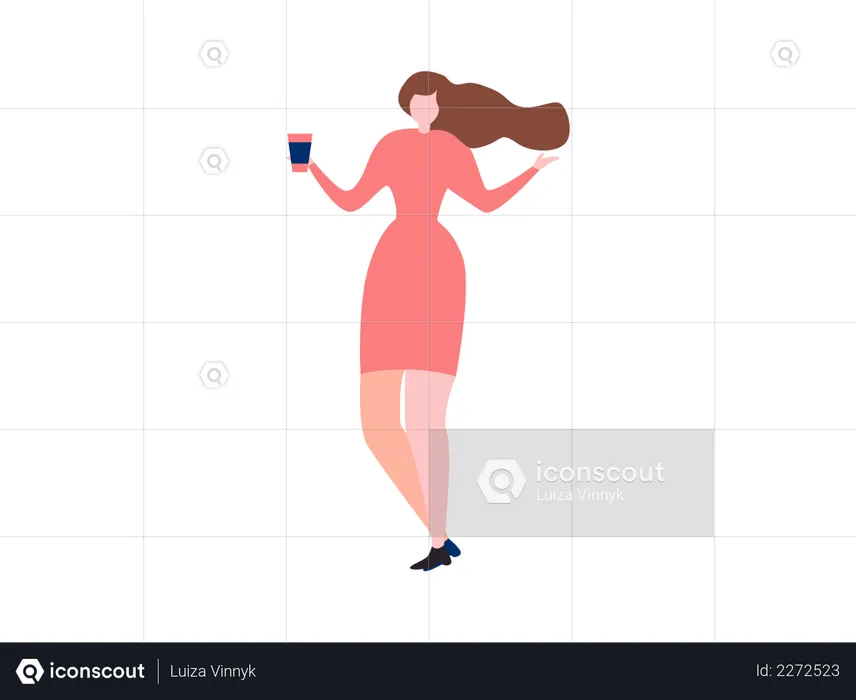 Girl Serving coffee  Illustration