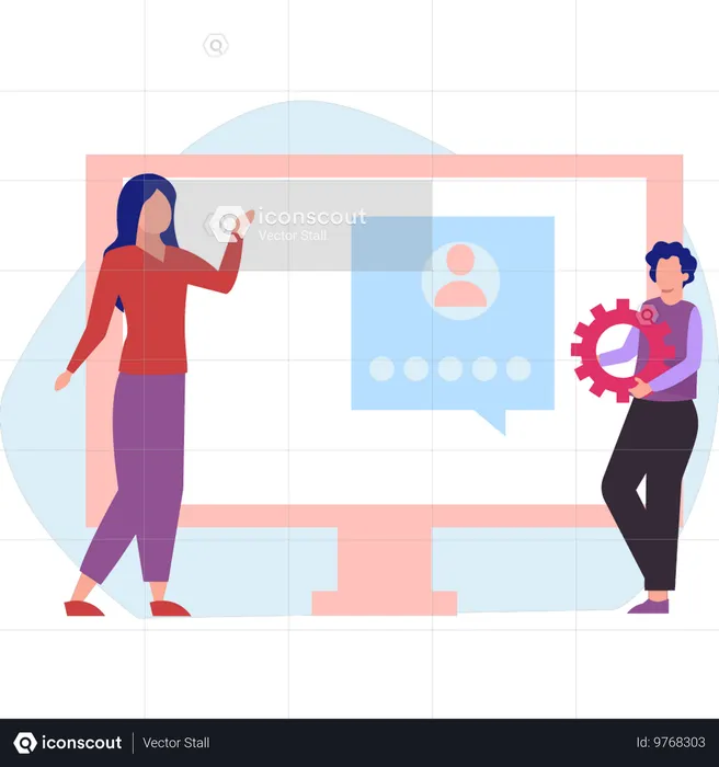 Girl setting employee profile  Illustration