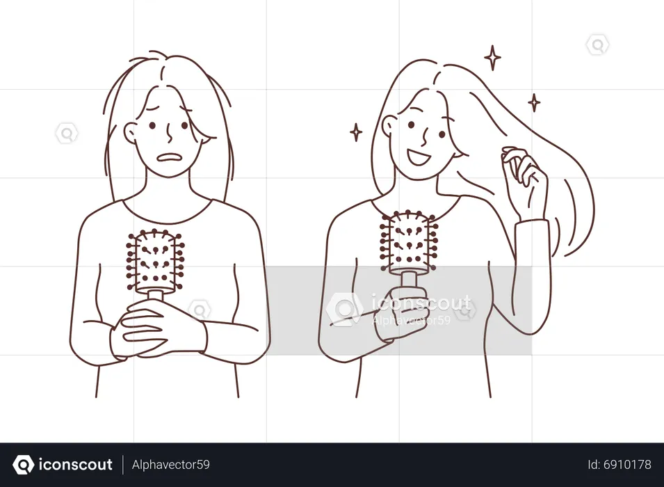 Girl setting hair  Illustration