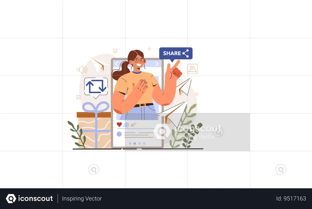 Girl sharing data  Illustration