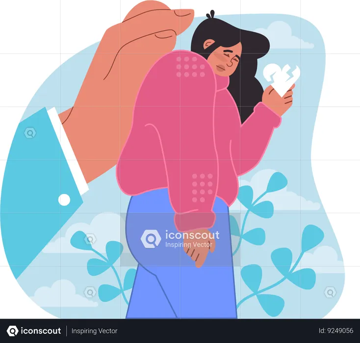 Girl Sharing kindness digitally and connecting hearts across screen  Illustration