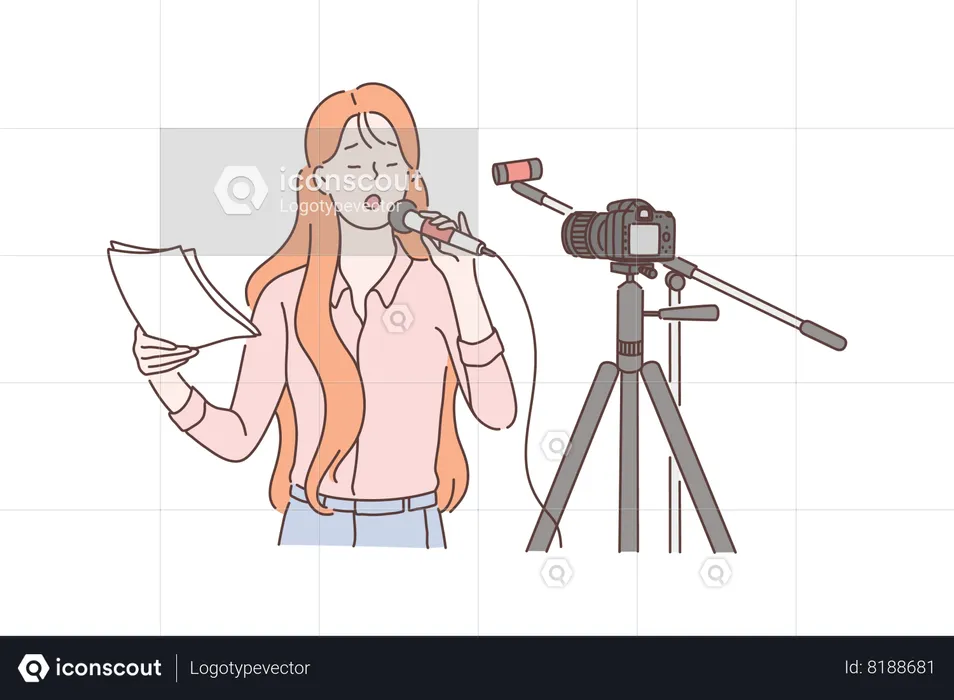 Girl shooting singing video  Illustration