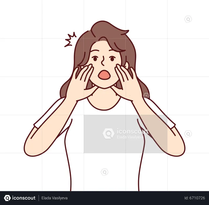 Girl shouting to someone  Illustration