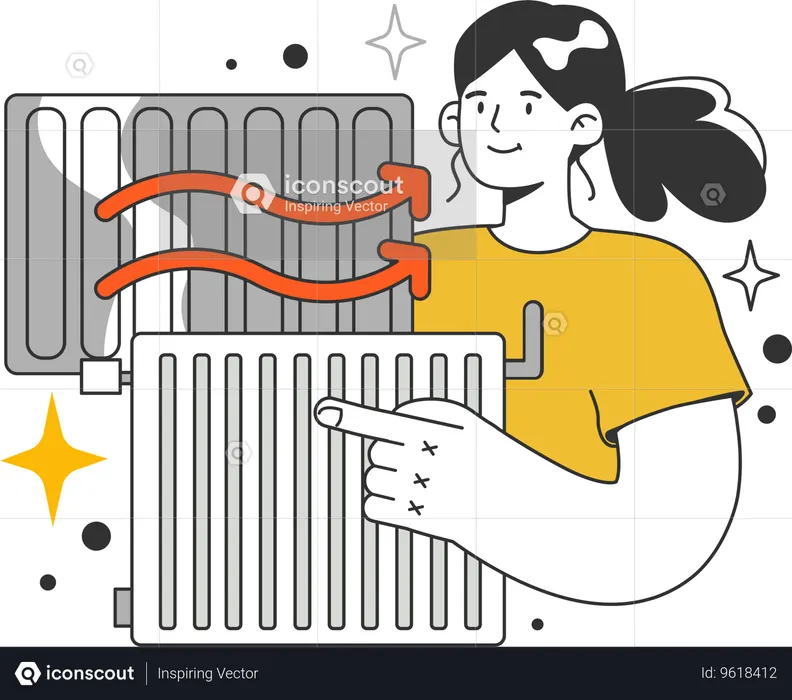 Girl showing air filter  Illustration