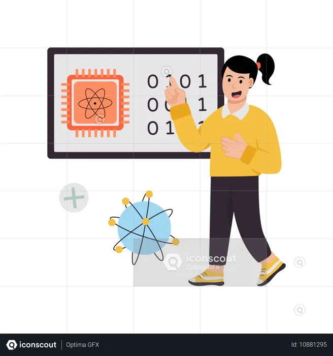 Girl showing atomic view  Illustration