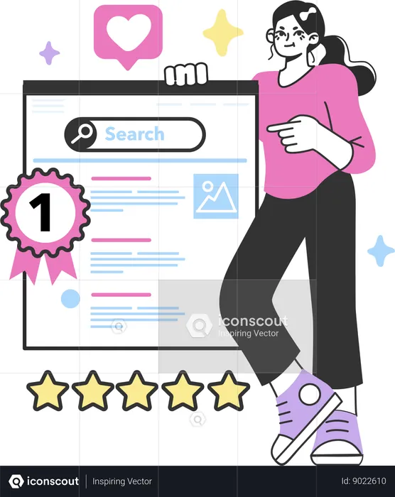Girl showing best review  Illustration