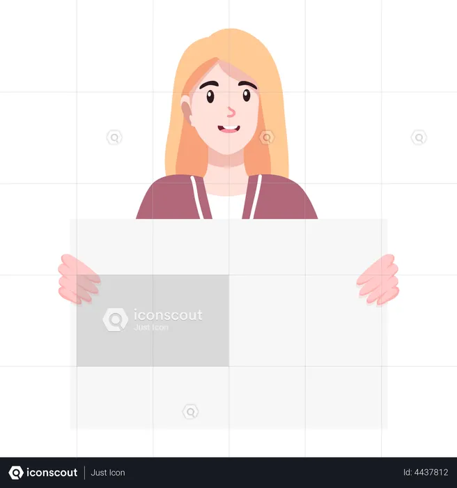 Girl Showing blank board  Illustration