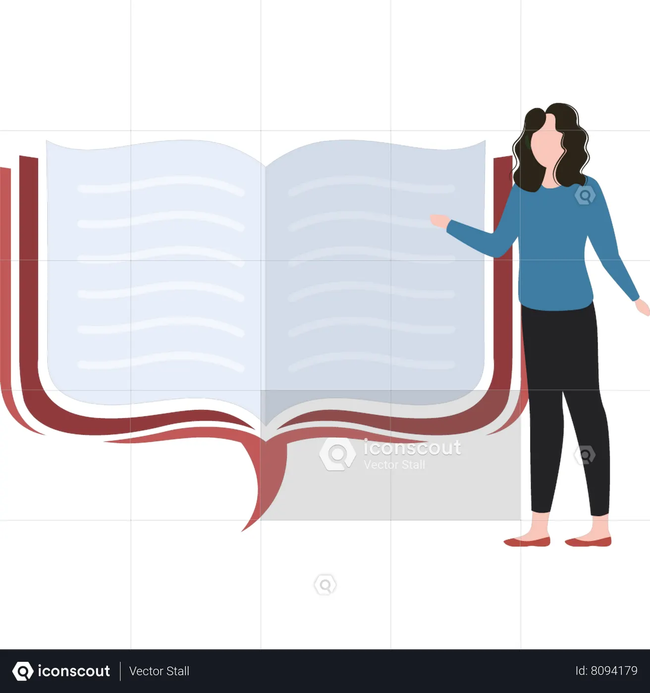 Best Girl Showing Book Illustration download in PNG & Vector format