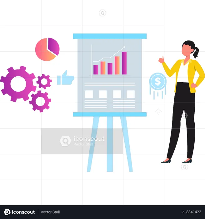 Girl showing business graph board  Illustration
