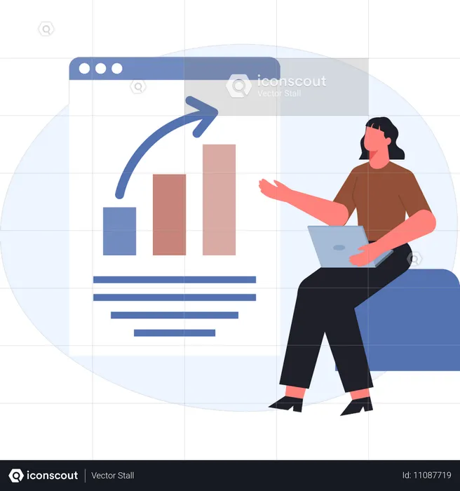 Girl showing business growth graph  Illustration