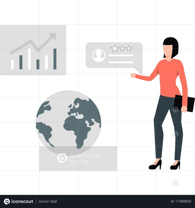 Girl showing business rising graph  Illustration