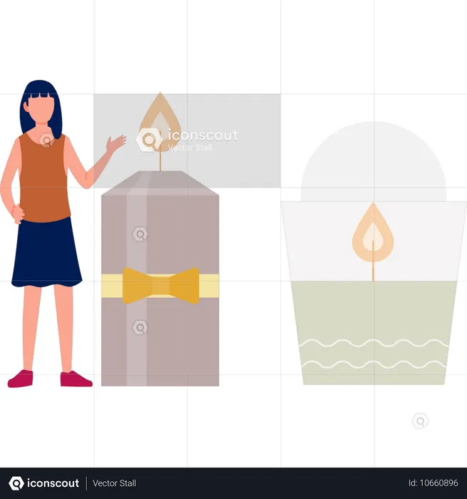 Girl showing candle  Illustration