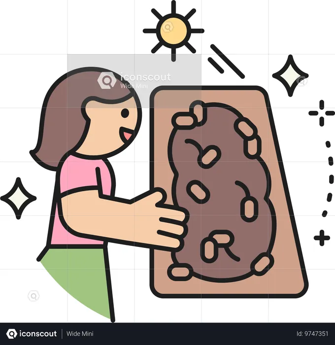 Girl showing Chocolate loaf  Illustration