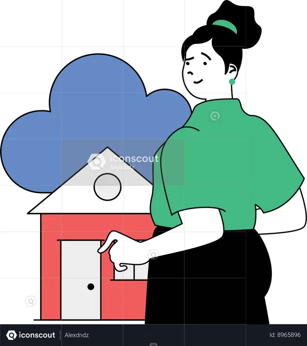 Girl showing cloud home network  Illustration