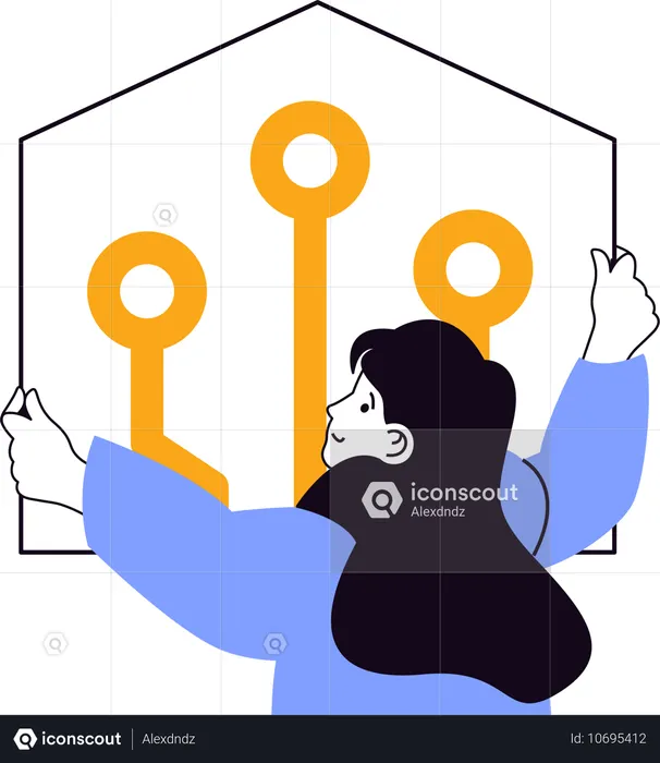 Girl showing cloud security  Illustration