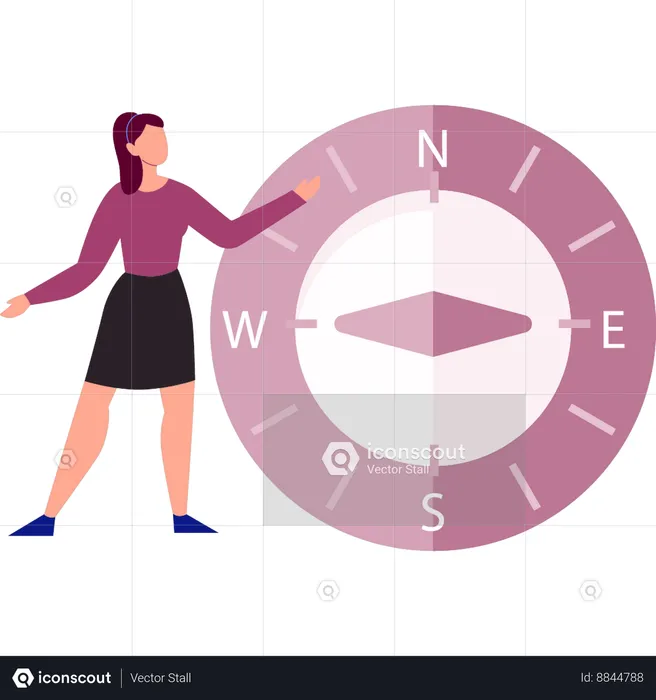 Girl showing compass  Illustration