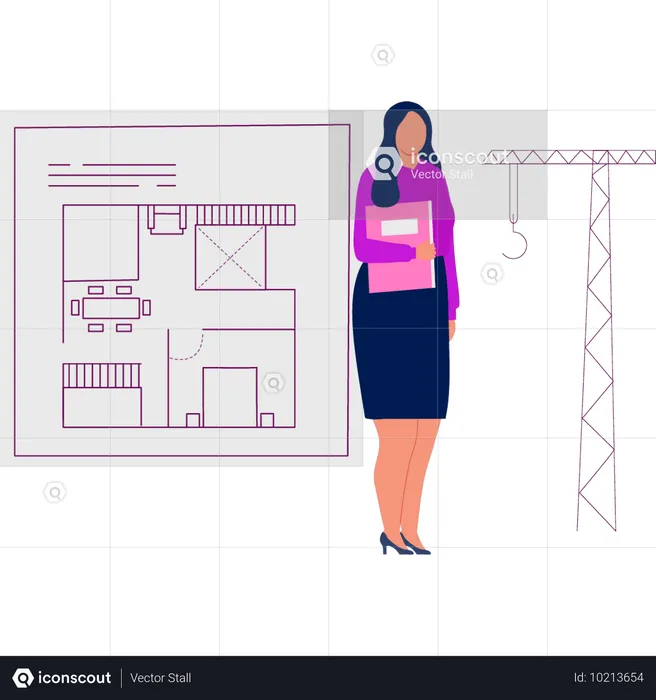 Girl showing construction site  Illustration