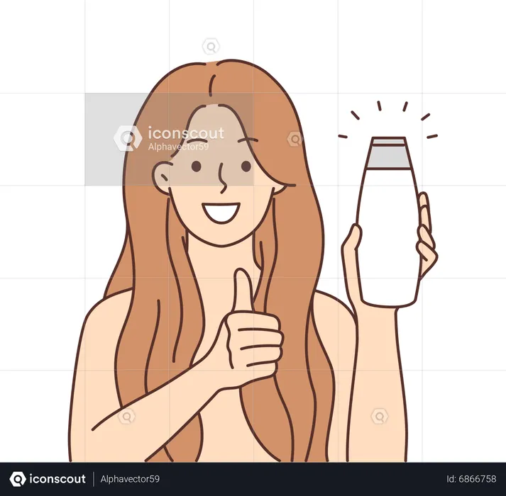 Girl showing cosmetic product  Illustration