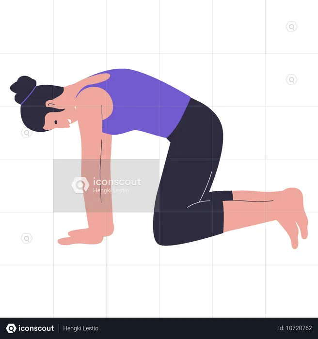 Girl showing cow yoga pose  Illustration