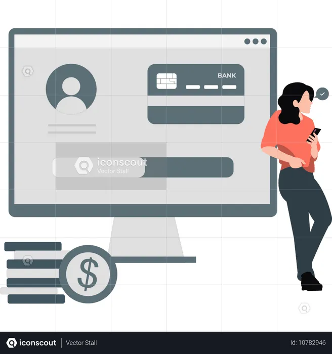 Girl showing credit profile  Illustration