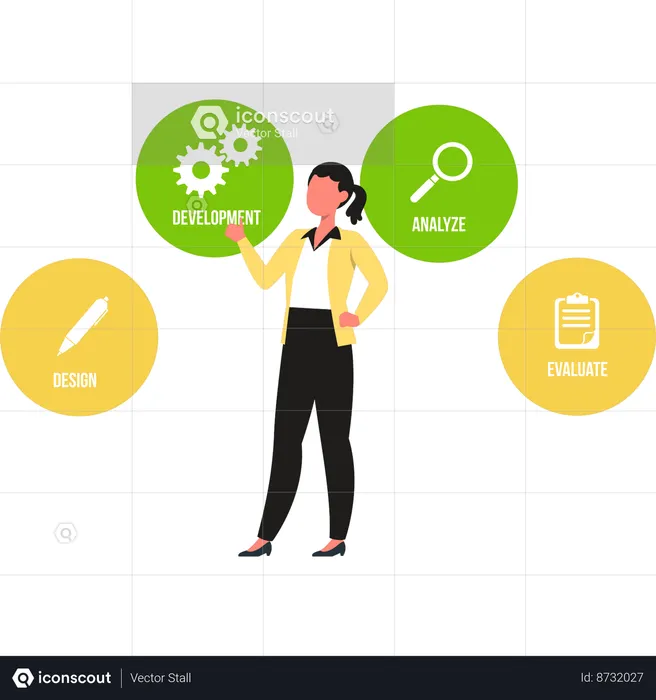 Girl showing different aspects of marketing  Illustration