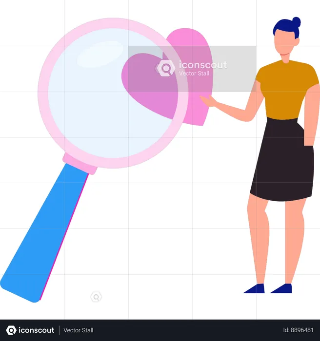 Girl showing exploration through magnifying glass  Illustration