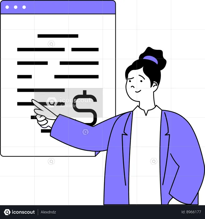 Girl showing financial report  Illustration