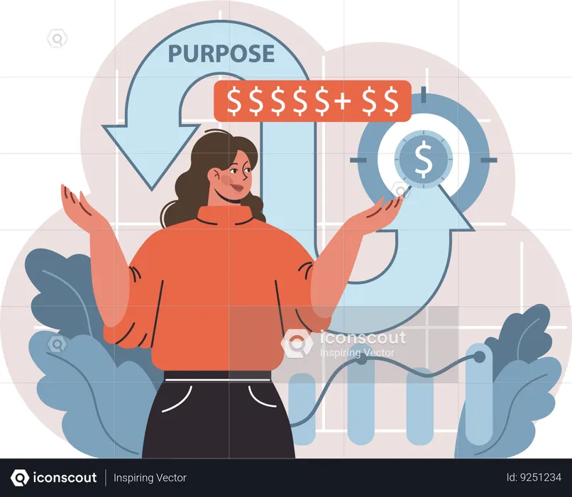Girl showing financial target  Illustration