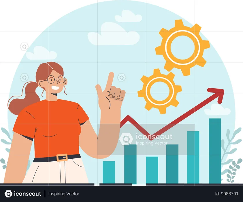 Girl showing growth management  Illustration