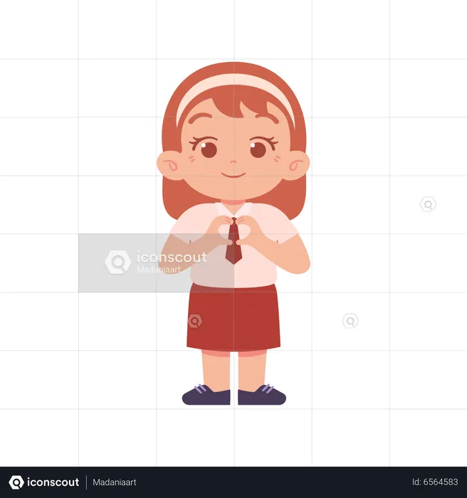 Girl Showing Heart Shape Gesture  Illustration