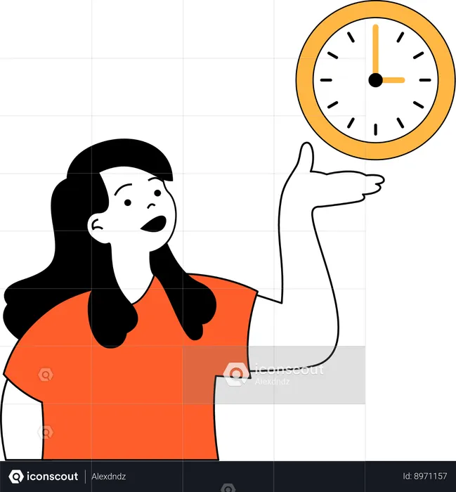 Girl showing investment time  Illustration