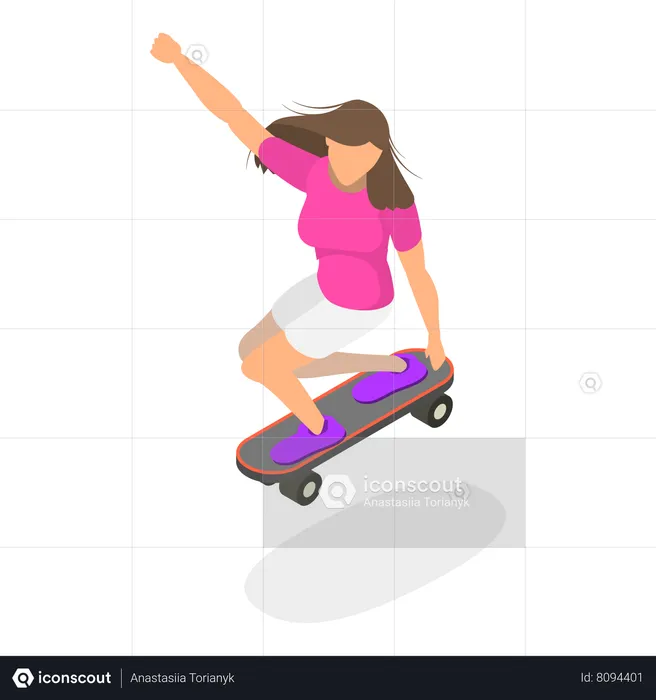 Girl showing its amazing skate boarding skills  Illustration