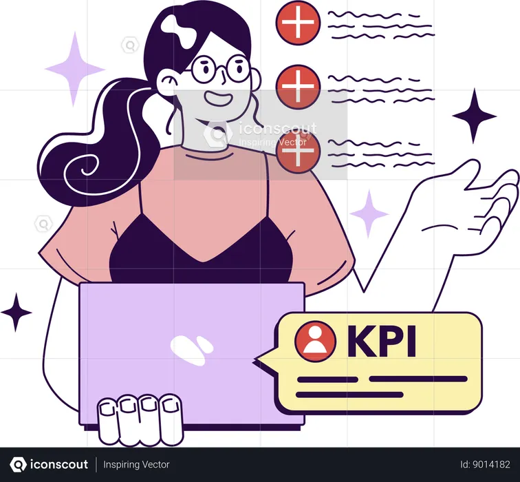 Girl  showing kpi report  Illustration