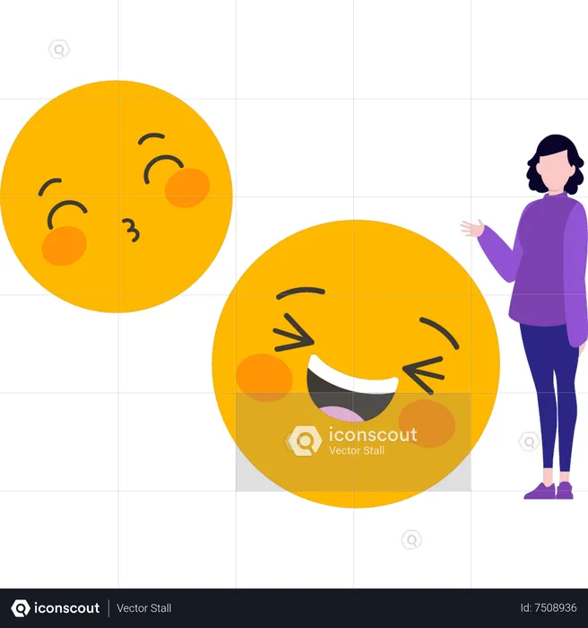 Girl showing laughing emojis Emoji Illustration