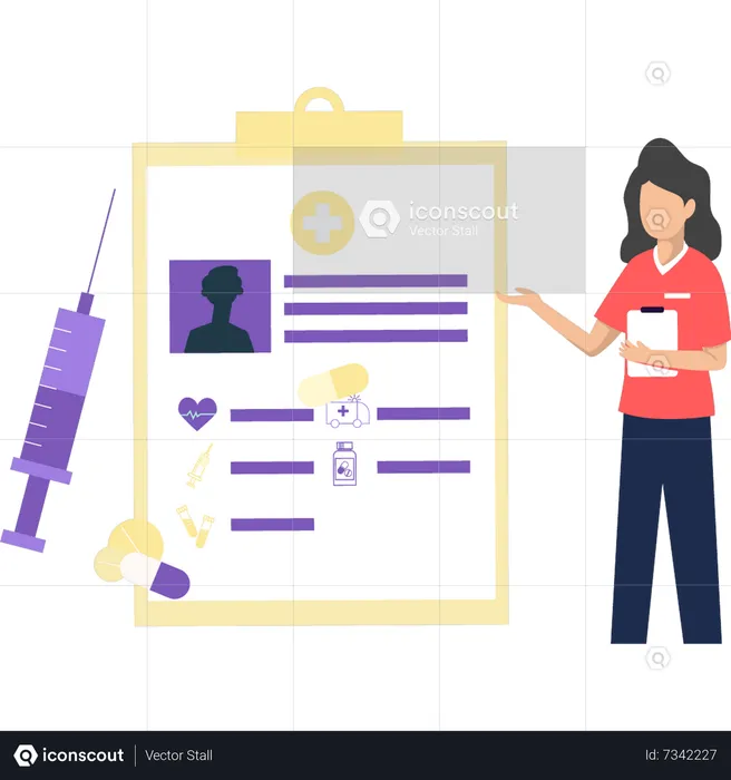 Girl showing medical test results  Illustration