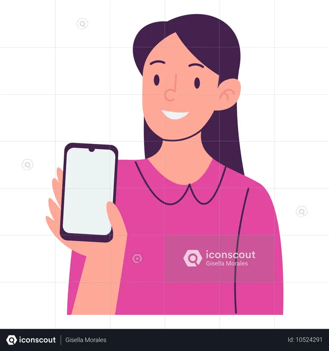 Girl Showing Mobile  Illustration