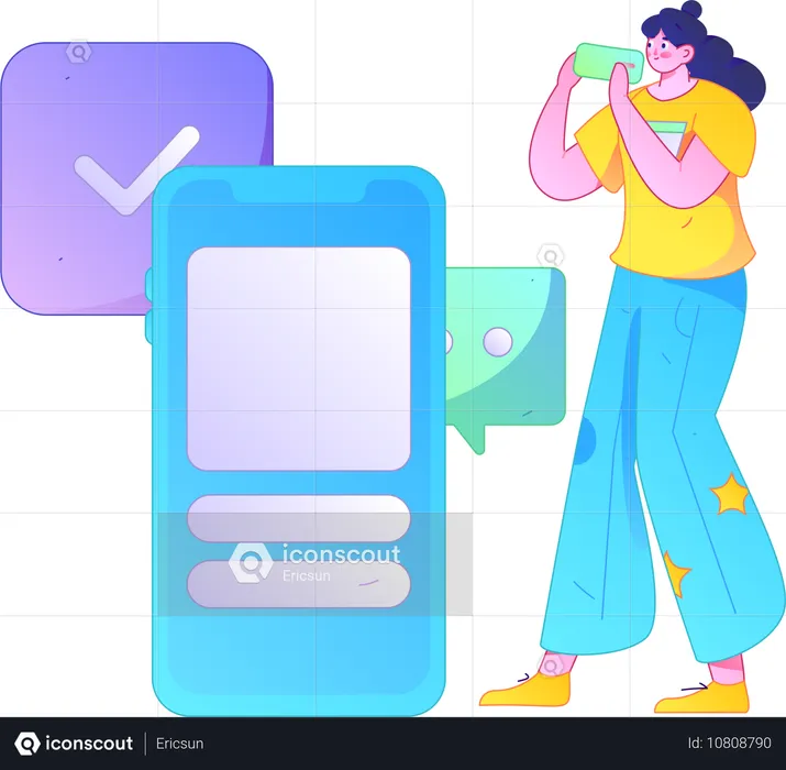 Girl showing mobile chatting  Illustration