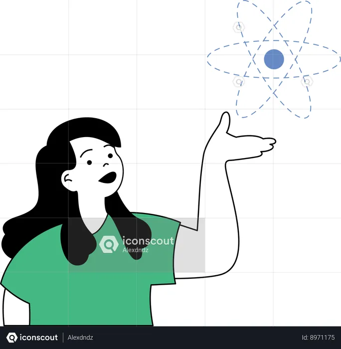 Girl showing molecule  Illustration