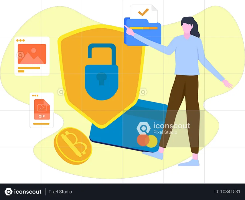 Girl showing nft security  Illustration