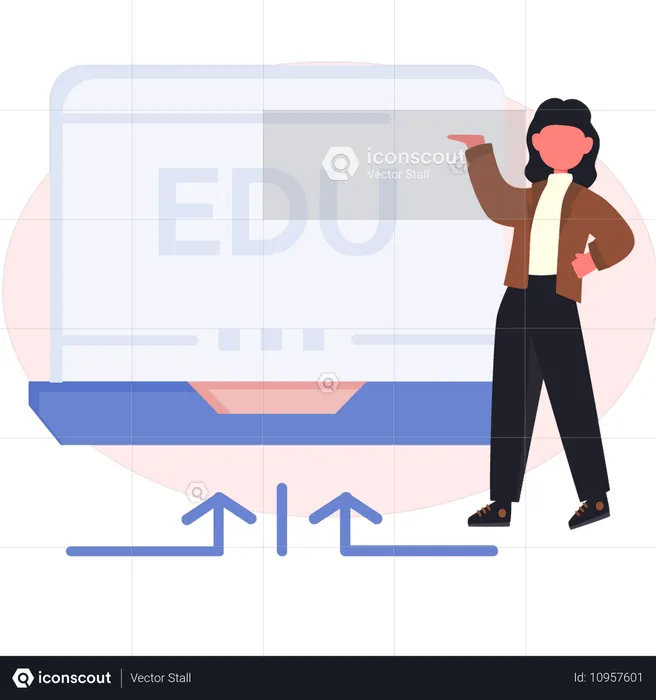 Girl showing online learning  Illustration