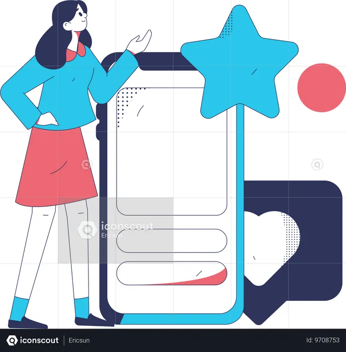 Girl showing online review  Illustration