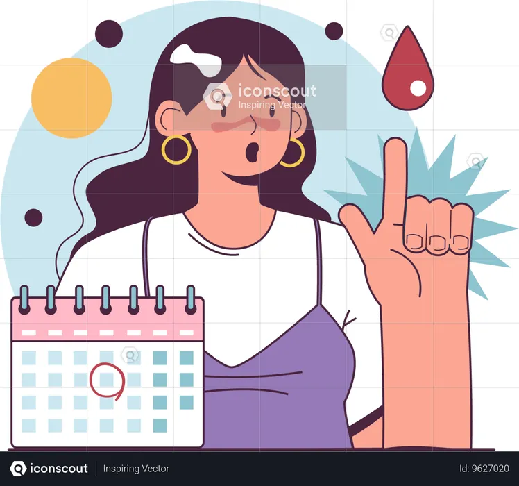 Girl showing periods date  Illustration