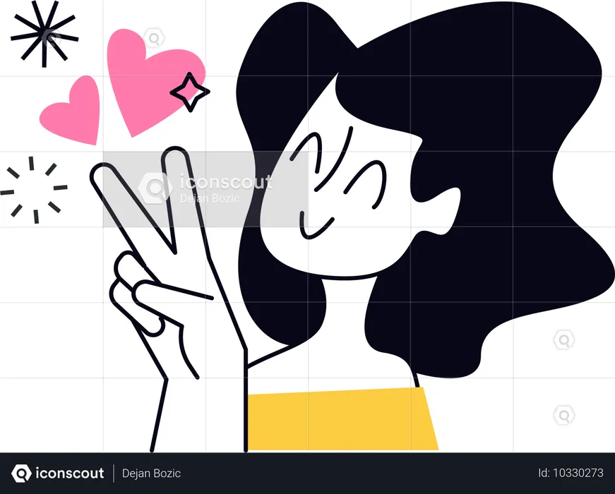 Girl showing piece sign  Illustration