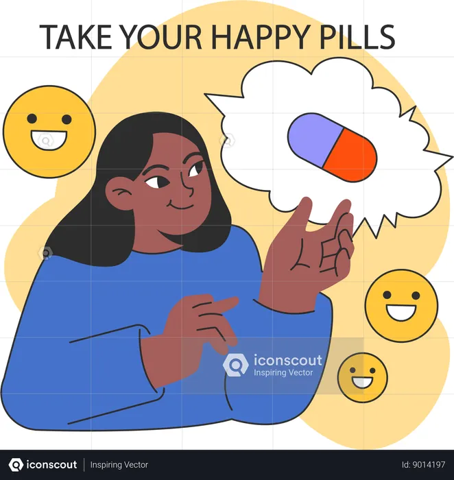 Girl showing pill  Illustration