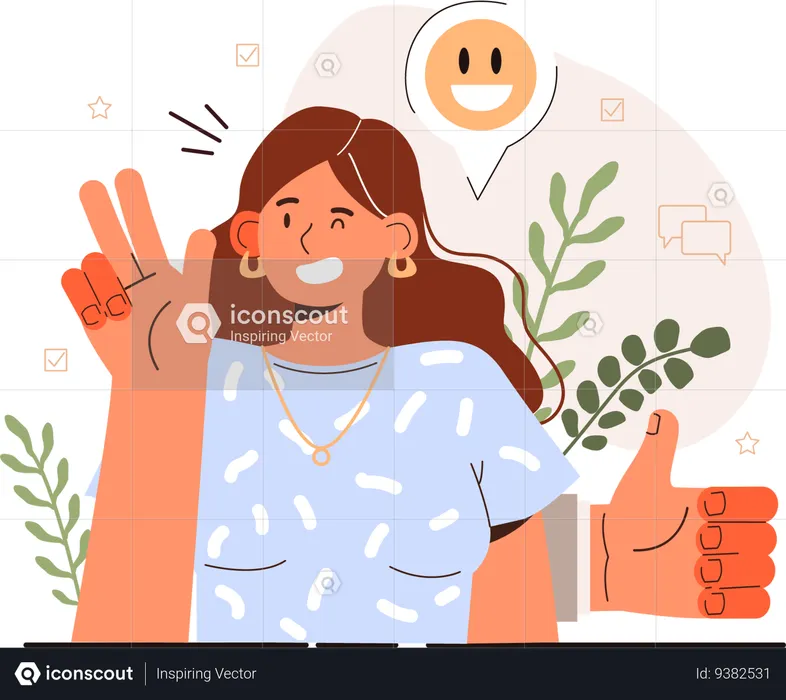 Girl showing positive feedback  Illustration