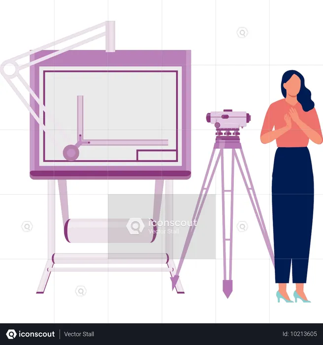 Girl showing projector  Illustration