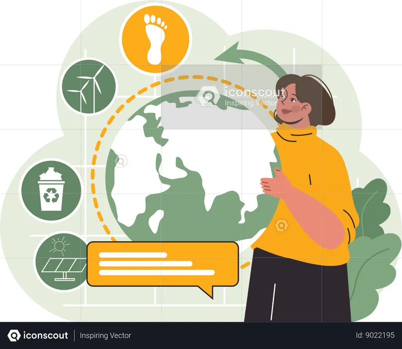 Girl showing renewable energy cycle  Illustration
