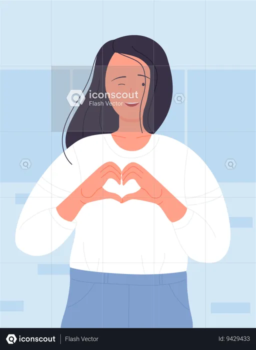 Girl showing self love gesture  Illustration